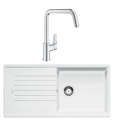 Комплект Мойка Blanco Zia XL 6S 517571 белая + Смеситель Grohe Eurosmart 30567000 матовая, прямоугольная