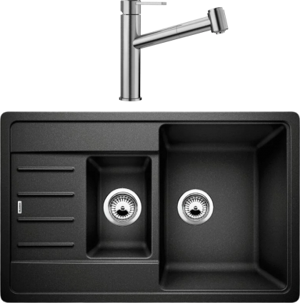 Комплект Мойка Blanco Legra 45 S Compact антрацит + Смеситель Ambis-S 523119 матовая, прямоугольная