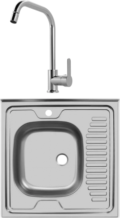 Комплект Мойка Ukinox Eco ECO 600.600 L + Смеситель MEGA City MG- ZRV104 хром матовая, квадратная