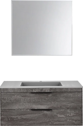 Мебель для ванной комнаты Vincea Chiara 2D 100, 2 ящика, камень, с серой раковиной, подвесная, матовая