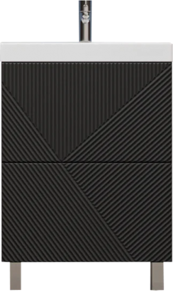 Тумба под раковину без столешницы Velvex Edge 60.2Y напольная, графит, матовая, с ящиками