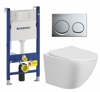 Комплект 3 в 1 инсталляция Geberit Duofix + Унитаз подвесной Taliente Amato AM25010 + кнопка хром