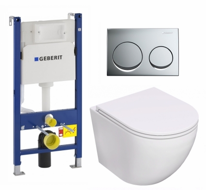 Комплект 3 в 1 инсталляция Geberit Duofix + Унитаз подвесной Lorne Pilpao LN5007501 + кнопка хром