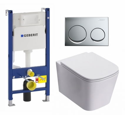 Комплект 3 в 1 инсталляция Geberit Duofix + Унитаз подвесной Lorne Lambro LN5007504 + кнопка хром