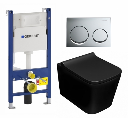 Комплект 3 в 1 инсталляция Geberit Duofix + Унитаз подвесной Lorne Lambro BL LN5007507 + кнопка хром
