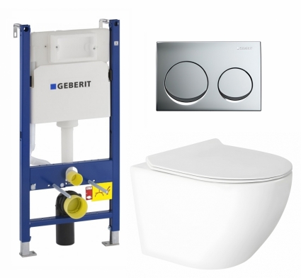 Комплект 3 в 1 инсталляция Geberit Duofix + Унитаз подвесной Enio Indigo EN2870533 + кнопка хром
