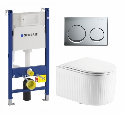 Комплект 3 в 1 инсталляция Geberit Duofix + Унитаз подвесной Enio Morris Tornado EN2870511 + кнопка хром