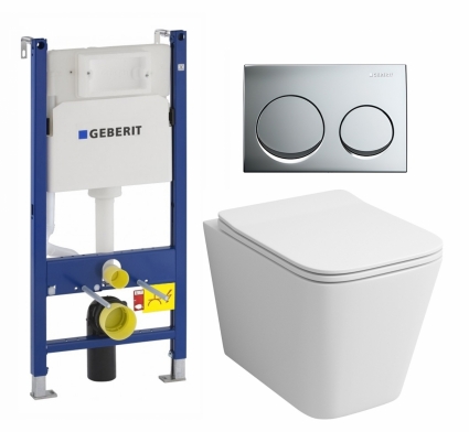 Комплект 3 в 1 инсталляция Geberit Duofix + Унитаз подвесной Grossman GR-4441S + кнопка хром
