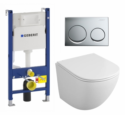 Комплект 3 в 1 инсталляция Geberit Duofix + Унитаз подвесной Owl 1975 Vind TOWLT190302 + кнопка хром