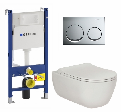 Комплект 3 в 1 инсталляция Geberit Duofix + Унитаз подвесной Berges Wasserhaus Ego XL 082118 + кнопка хром