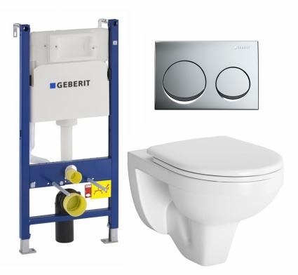 Комплект 3 в 1 инсталляция Geberit Duofix + Унитаз подвесной Berges Wasserhaus Gamma 081105 + кнопка хром