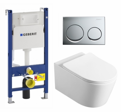 Комплект 3 в 1 инсталляция Geberit Duofix + Унитаз Vincea Cute VT1-24 + кнопка хром