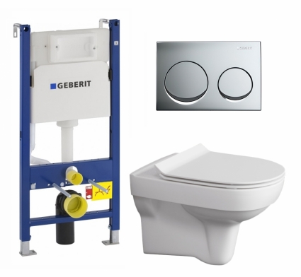 Комплект 3 в 1 инсталляция Geberit Duofix + Унитаз подвесной Cersanit City + кнопка хром