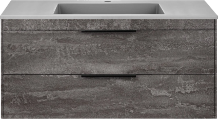 Тумба с раковиной Vincea Chiara 2D 100, 2 ящика, камень, с серой раковиной, подвесная, матовая