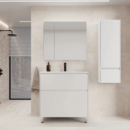 Мебель для ванной комнаты Style Line Лима 80 см напольная LINE 80 2 ящика PLUS Белый Матовый ЭМАЛЬ с доводчиками
