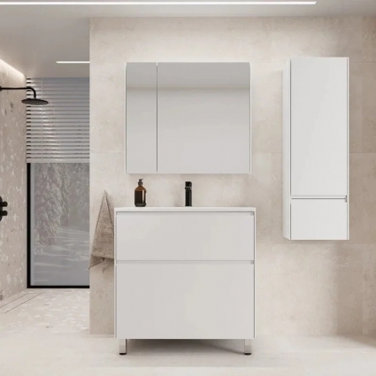 Мебель для ванной комнаты Style Line Лима 100 см напольная LINE 100 2 ящика PLUS Белый Матовый ЭМАЛЬ с доводчиками