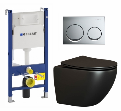 Комплект 3 в 1 инсталляция Geberit Duofix + Унитаз подвесной Ceramica Nova Metropol CN4002MB + кнопка хром
