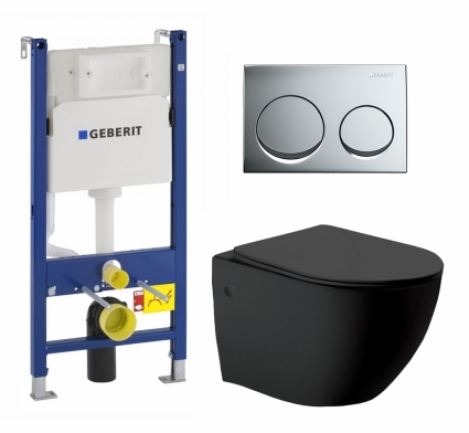 Комплект 3 в 1 инсталляция Geberit Duofix + Унитаз Vincea Globo VT1-14MB + кнопка хром