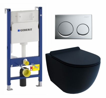 Комплект 3 в 1 инсталляция Geberit Duofix + Унитаз подвесной Esbano Garcia + кнопка хром