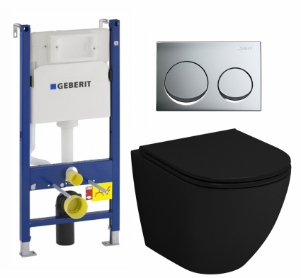 Комплект 3 в 1 инсталляция Geberit Duofix + Унитаз подвесной Grossman GR-4455BMS + кнопка хром