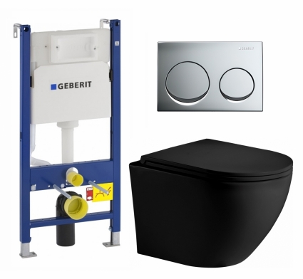 Комплект 3 в 1 инсталляция Geberit Duofix + Унитаз подвесной Weltwasser WW Merzbach 043 MT-BL + кнопка хром