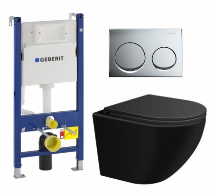 Комплект 3 в 1 инсталляция Geberit Duofix + Подвесной унитаз SinteSi EVI + кнопка хром
