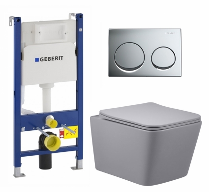 Комплект 3 в 1 инсталляция Geberit Duofix + Унитаз подвесной Vincea Q-Line VT1-12MG + кнопка хром