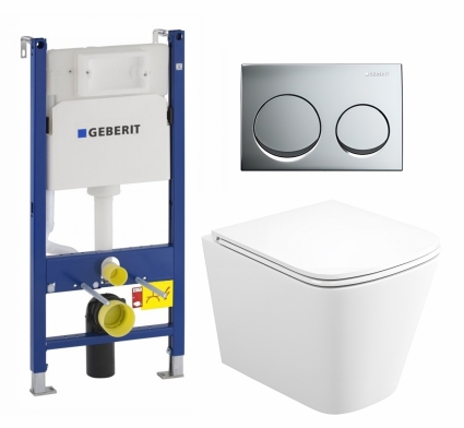 Комплект 3 в 1 инсталляция Geberit Duofix + Унитаз подвесной Enio Binario Tornado 1.0 EN4180237 + кнопка хром
