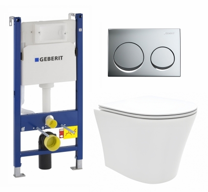 Комплект 3 в 1 инсталляция Geberit Duofix + Унитаз подвесной Enio Neo EN5370588 + кнопка хром