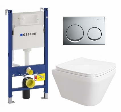 Комплект 3 в 1 инсталляция Geberit Duofix + Унитаз подвесной Enio Vicino EN9170544 + кнопка хром