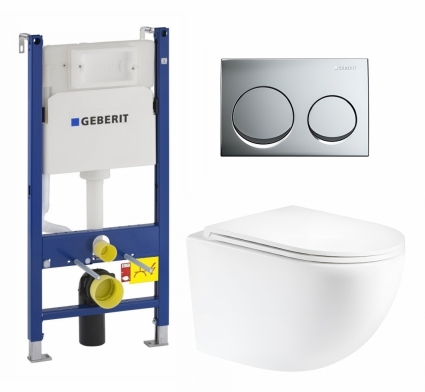 Комплект 3 в 1 инсталляция Geberit Duofix + Унитаз подвесной Enio Unico Tornado EN2105073 + кнопка хром