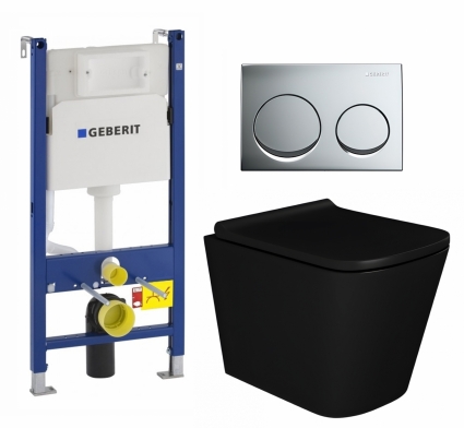 Комплект 3 в 1 инсталляция Geberit Duofix + Унитаз подвесной Enio Binario BL EN4180225 + кнопка хром