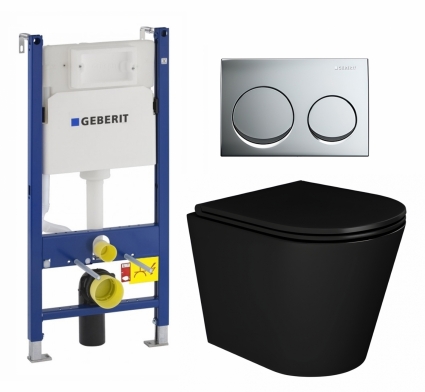 Комплект 3 в 1 инсталляция Geberit Duofix + Унитаз подвесной Enio Cento BL EN4280035 + кнопка хром