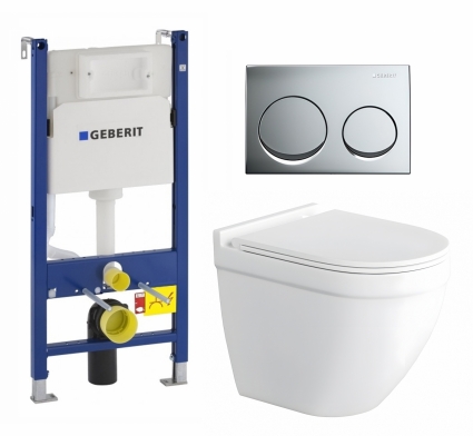 Комплект 3 в 1 инсталляция Geberit Duofix + Унитаз подвесной Enio Pulito EN1170052 + кнопка хром