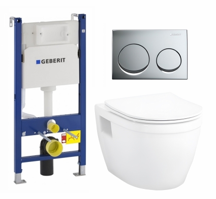 Комплект 3 в 1 инсталляция Geberit Duofix + Унитаз подвесной Enio Bolo EN8350034 + кнопка хром