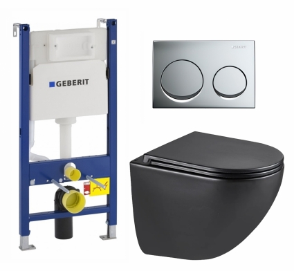 Комплект 3 в 1 инсталляция Geberit Duofix + Унитаз подвесной Lemark Glazer 9612004 + кнопка хром