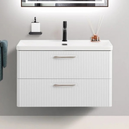Тумба под раковину без столешницы BelBagno Due 80 белый металлик подвесная, матовая