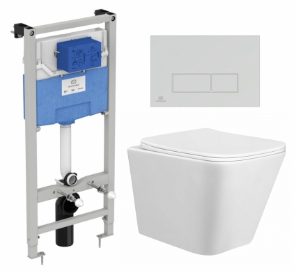 Комплект 3 в 1 инсталляция Ideal Standard + Унитаз подвесной Taliente Correto CR25200 + кнопка хром