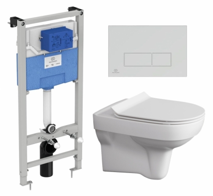 Комплект 3 в 1 инсталляция Ideal Standard + Унитаз подвесной Cersanit City clean on DPL EO SLIM + кнопка хром