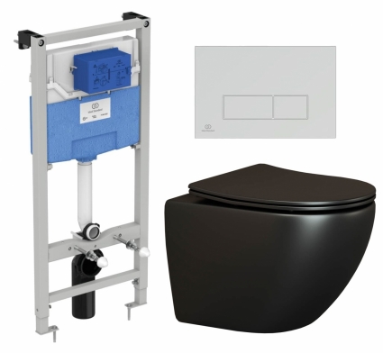 Комплект 3 в 1 инсталляция Ideal Standard + Унитаз подвесной Ceramica Nova Metropol CN4002MB  + кнопка хром