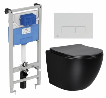 Комплект 3 в 1 инсталляция Ideal Standard + Унитаз Vincea Globo VT1-14SMB + кнопка хром
