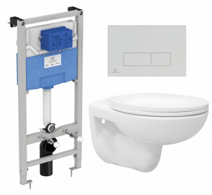 Комплект 3 в 1 инсталляция Ideal Standard + Унитаз подвесной Enio Ekos EN0170571 + кнопка хром