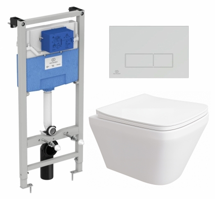 Комплект 3 в 1 инсталляция Ideal Standard + Унитаз подвесной Enio Vicino EN9170544  + кнопка хром