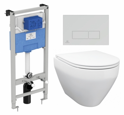Комплект 3 в 1 инсталляция Ideal Standard + Унитаз подвесной Enio Cono EN2870522+ кнопка хром