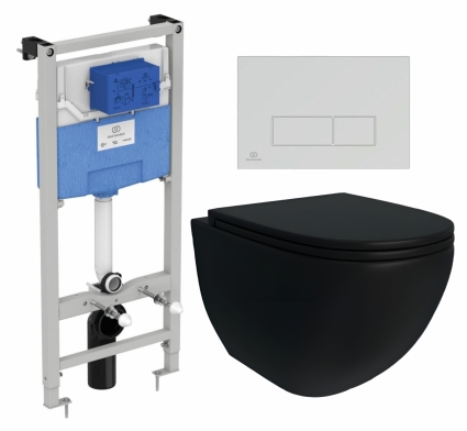 Комплект 3 в 1 инсталляция Ideal Standard + Унитаз подвесной Enio Unico BL EN4105055 + кнопка хром