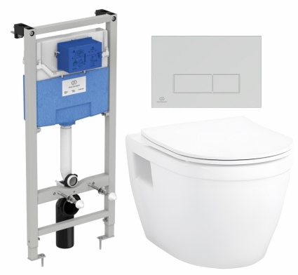 Комплект 3 в 1 инсталляция Ideal Standard + Унитаз подвесной Enio Bolo EN8350034  + кнопка хром