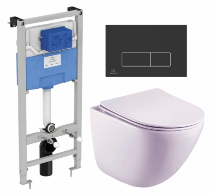 Комплект 3 в 1 инсталляция Ideal Standard + Унитаз подвесной Esbano Lotus ESUPLOTUW  + кнопка черная
