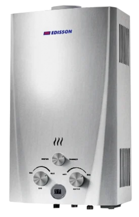 Проточный водонагреватель Edisson Flame F 20 D silver, газовый, медный теплообменник, серебристый, с защитой от перегрева