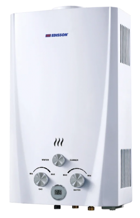 Проточный водонагреватель Edisson Flame F 20 D газовый медный теплообменник, белый, с защитой от перегрева