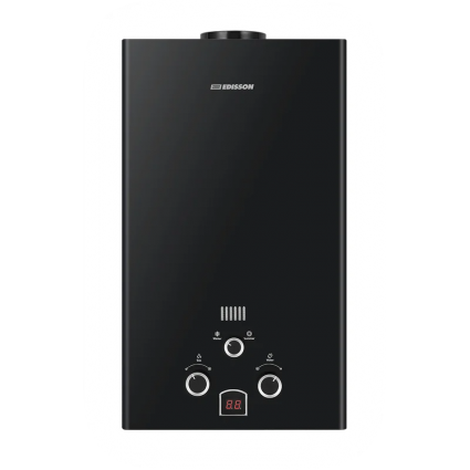 Проточный водонагреватель Edisson Eco E 20 D black, газовый, медный теплообменник, черный, с защитой от перегрева